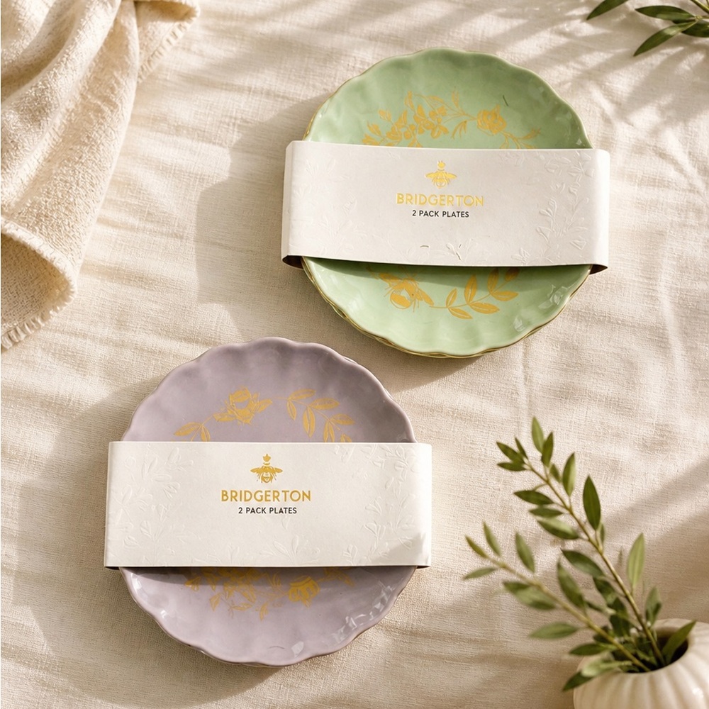 🆕 Rare Bridgerton Gold-Detail Decorative Plate Sets for Primark 2021